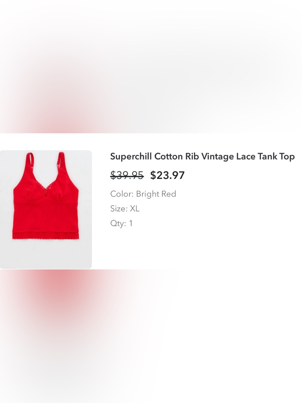 Aerie super chill red rib lace tank top XL women’s